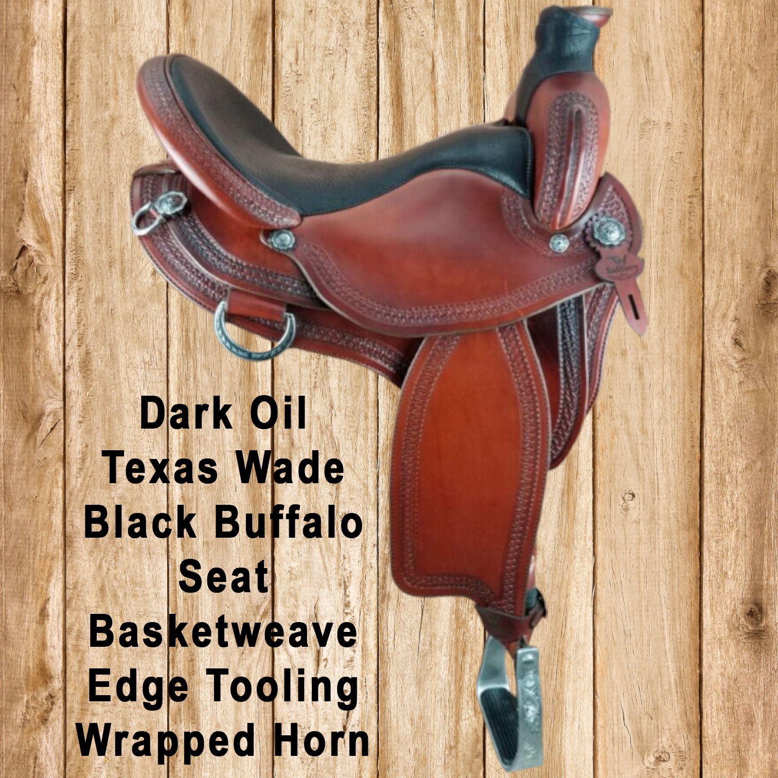 Dark oil, texas wade, basketweave edge tooling