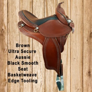 brown, ultra secure aussie, basketweave edge tooling