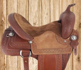 TW Saddlery Classic Western saddle in brown leather, side view