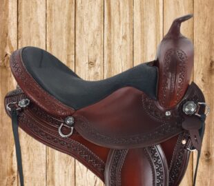 TW Saddlery Featherweight Trail saddle in Dark Oil leather, side view
