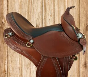 TW Saddlery Ultra Secure Aussie saddle in brown leather, side view