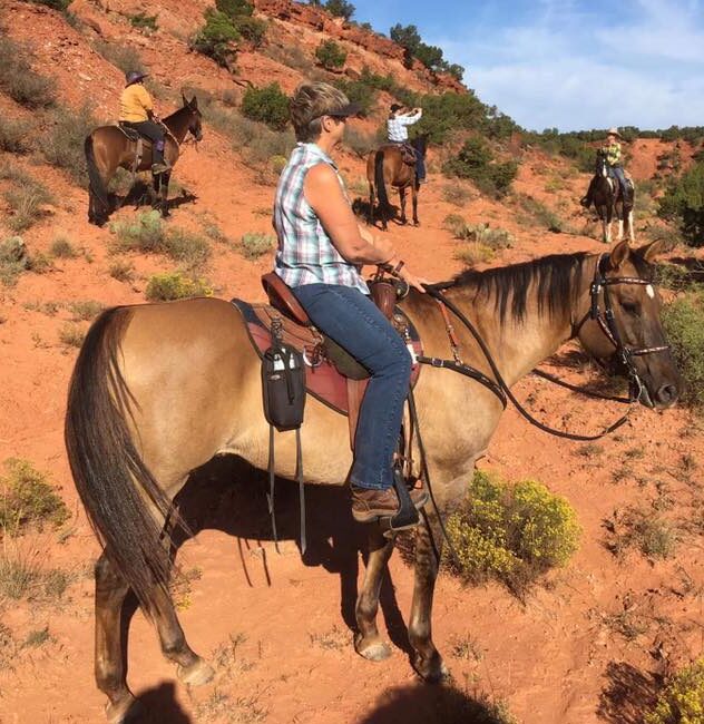 Riders trail riding in TW Saddlery lightweight western saddles on rugged terrain