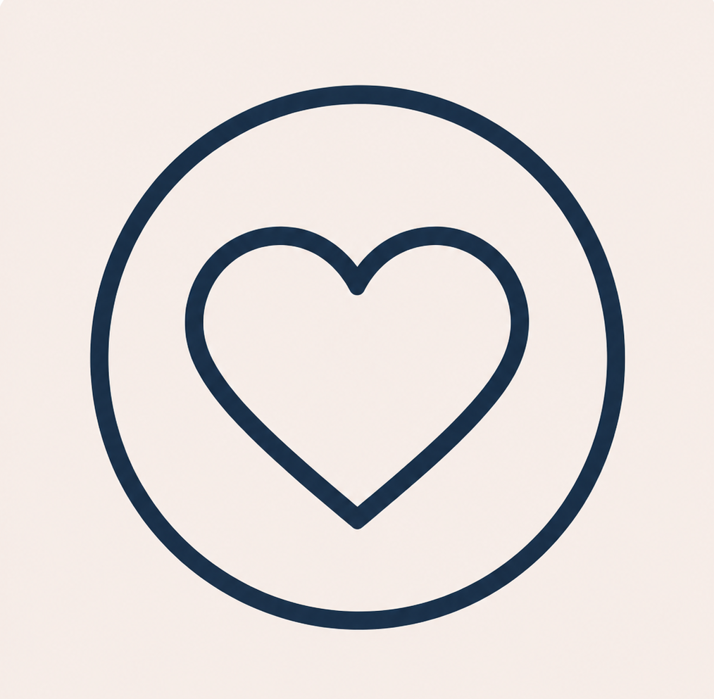 Designed for comfort icon with heart