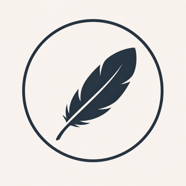 Lightweight design icon featuring a feather