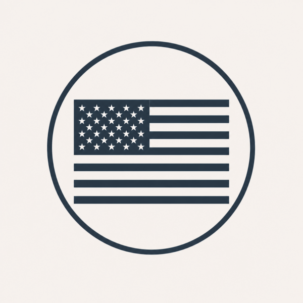 Made in USA icon featuring an American flag