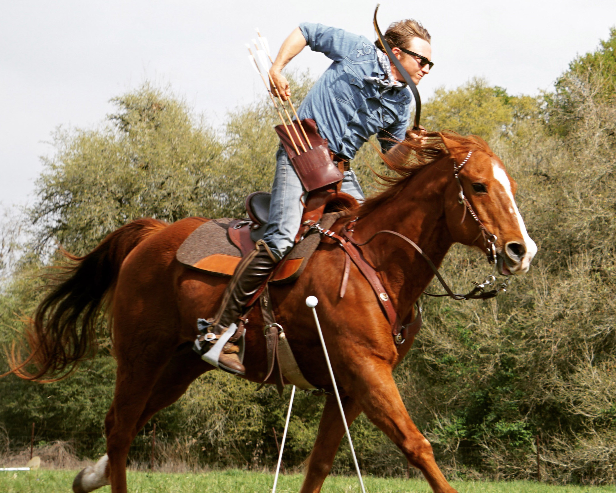 Thoroughbred ridden in a TW Saddlery trail saddle during mounted archery