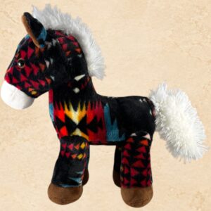 Black and red Western pony figurine with bold rodeo-inspired details