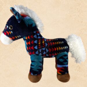 Blue Western pony figurine with colorful Southwestern-inspired decorative details