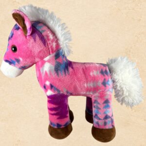 Pink Western pony figurine with colorful cowgirl-inspired details