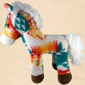Colorful turquoise and orange Western pony figurine with Southwestern details