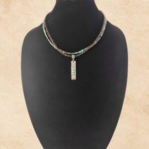 Three Stones West Horsehair Necklace with braided brown horsehair, turquoise and copper-toned beads, silver-tone hardware and three-stone turquoise pendant.