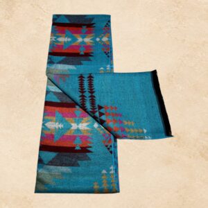 Desert Rose soft Southwestern scarf in turquoise, brown, red, pink and yellow